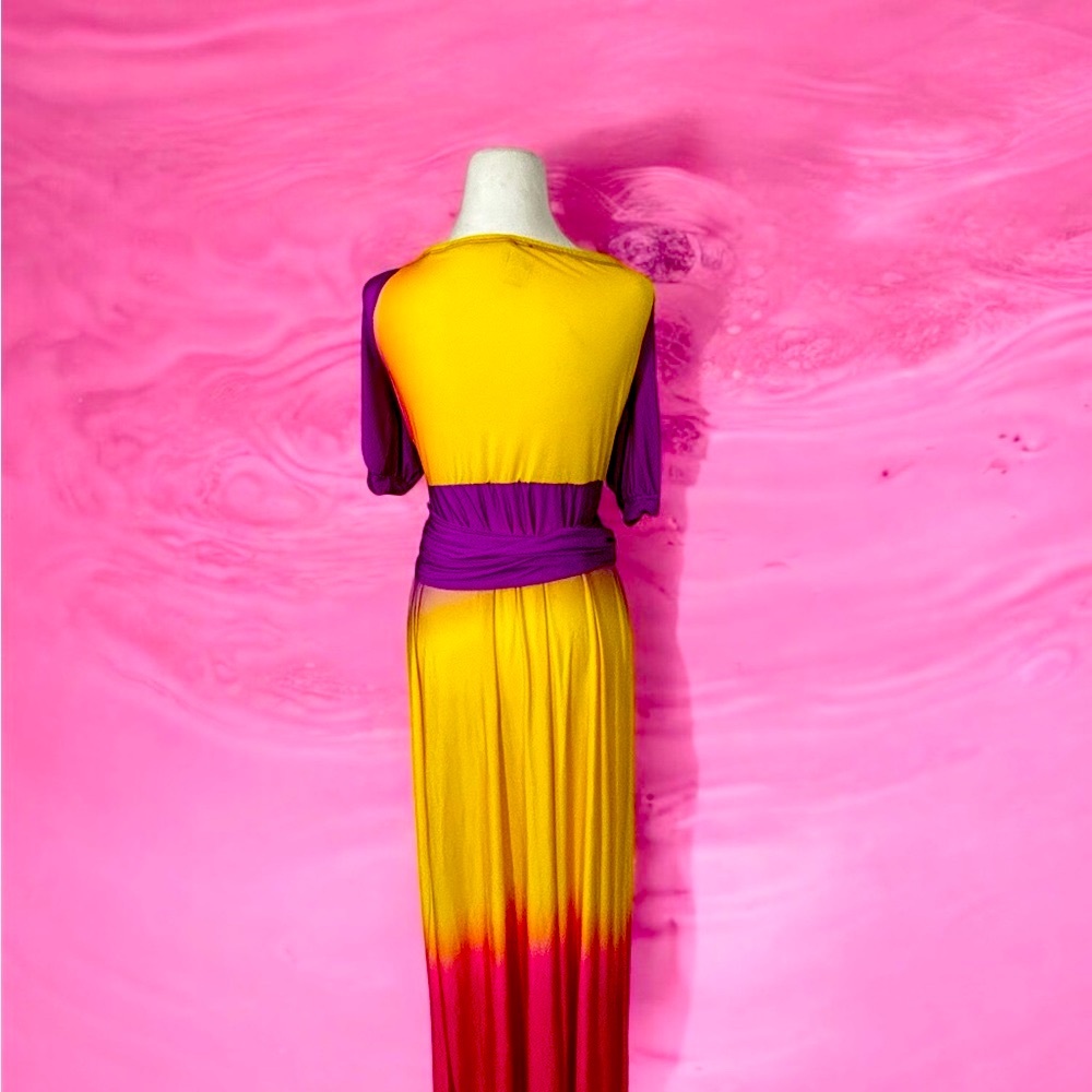 Gibiu Pink and Yellow Off the Shoulder Sundress for spring and summer wear. - Picture 3 of 12